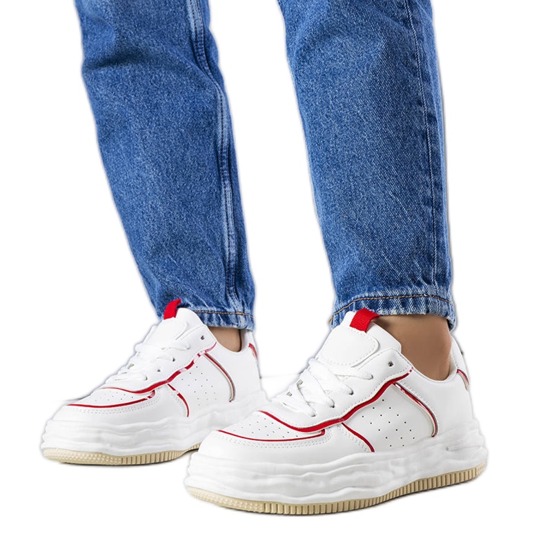 White sneakers with red inserts from Nettie