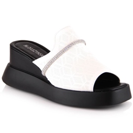 M. DASZYŃSKI Women's wedge sandals white M.Daszyński SA209-2