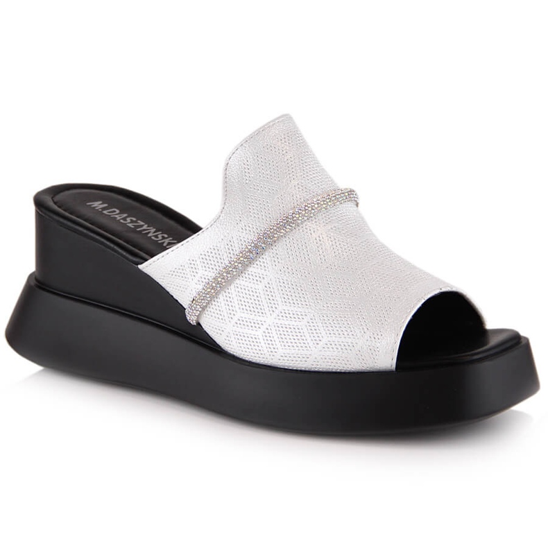 M. DASZYŃSKI Women's silver wedge sandals M.Daszyński SA209-2