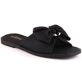 Women's flat slippers with a black bow eVento 5479