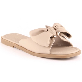 Women's flat sandals with a beige bow eVento 5479 Women's flat sandals with a beige bow eVento 5479