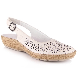 Leather comfortable openwork sandals beige Rieker 44861-60