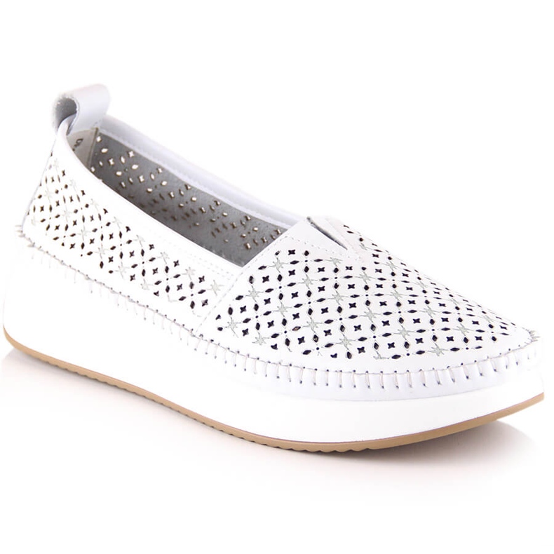 Filippo DP4555 white openwork leather slip-on shoes