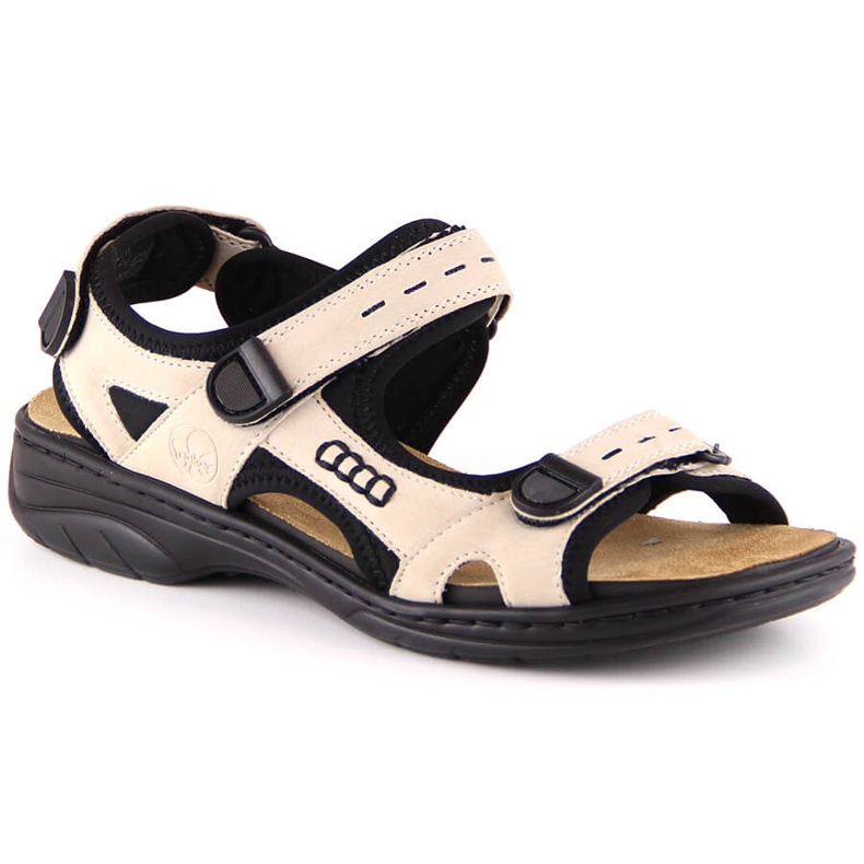 Comfortable women's sports sandals with velcro beige Rieker 64582-60