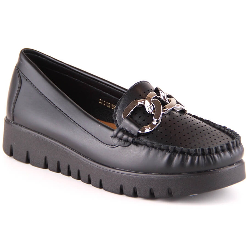 Black women's loafers on the platform with a chain Potocki YQ21021