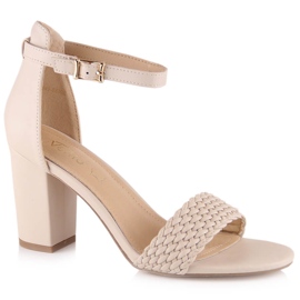 Women's beige sandals on the post eVento 5945 Women's beige sandals on the post eVento 5945