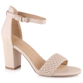 Women's beige sandals on the post eVento 5945