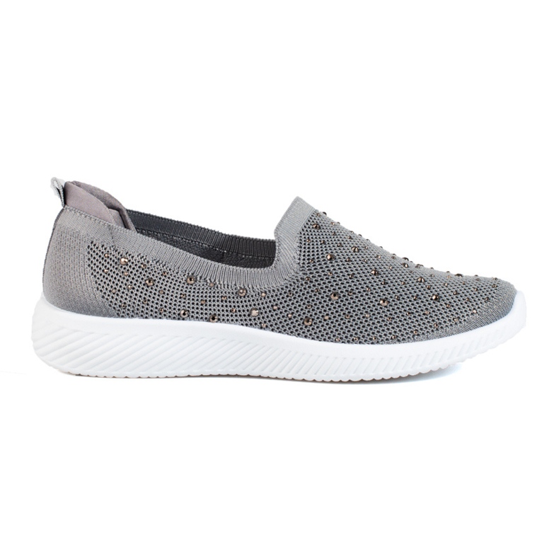 Gray fabric slip-on shoes with studs from T.Sokolski grey