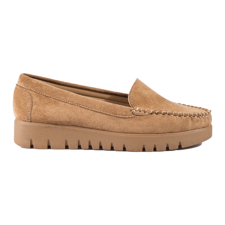 W. Potocki Slip-on beige suede moccasins with thick soles from Potocki