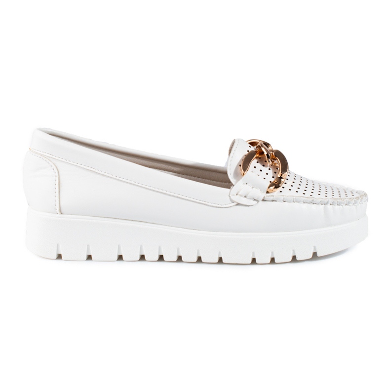 W. Potocki Moccasins on a thick sole with a chain Potocki white