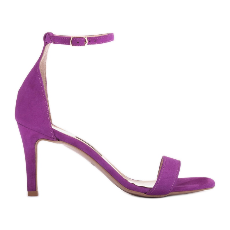 Marco Shoes Elegant sandals made of natural suede violet