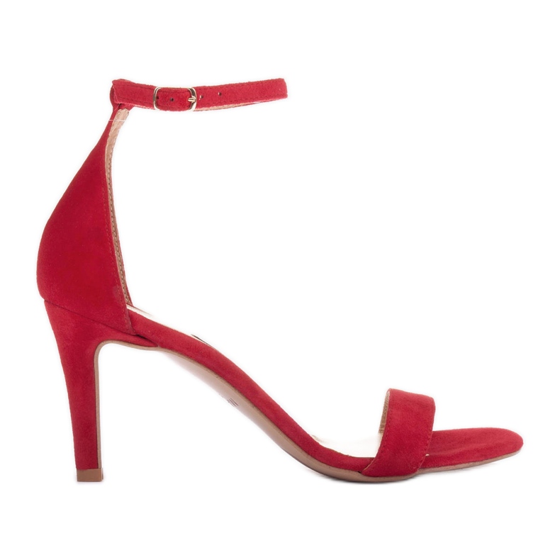 Marco Shoes Elegant sandals made of natural suede red