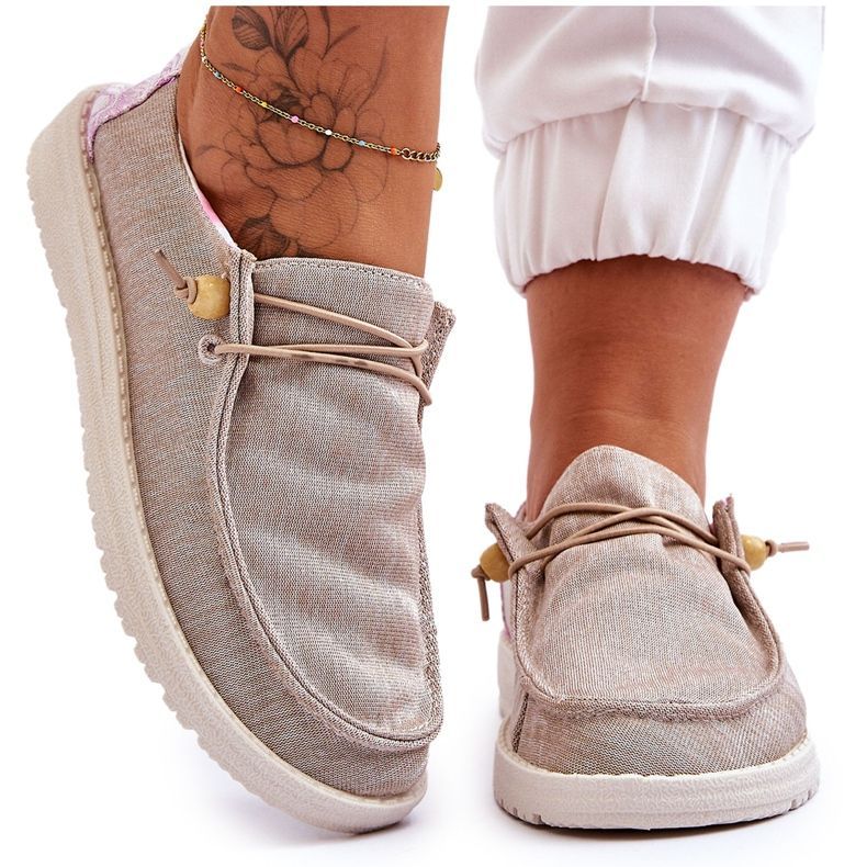PM1 Women's Slip-on Canvas Sneakers Beige Kenza