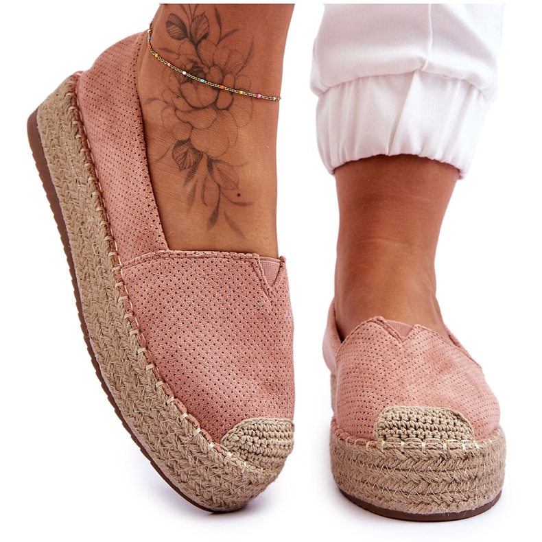 PM1 Espadrilles On Straw Platform Pink Highway