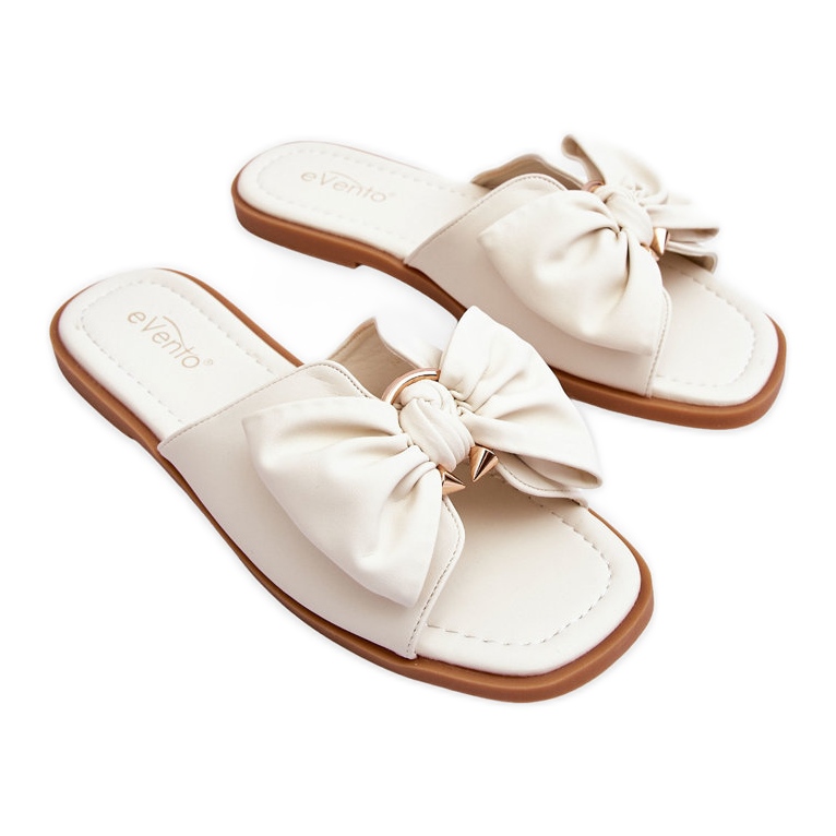 Women's white slippers with a bow Women's white slippers with a bow
