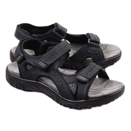 McKeylor 8654 black leather men's sandals with velcro