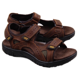 McKeylor 8654 brown leather men's sandals with velcro