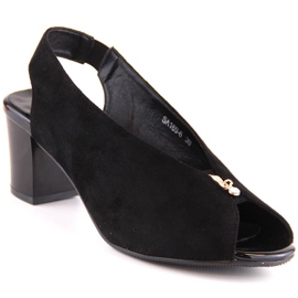 M. DASZYŃSKI Women's black suede slip-on sandals M.Daszyński SA169-6