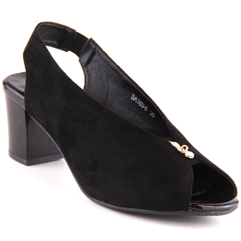M. DASZYŃSKI Women's black suede slip-on sandals M.Daszyński SA169-6