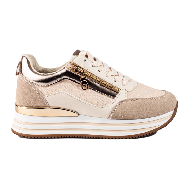 Beige and gold platform sneakers from Shelovet