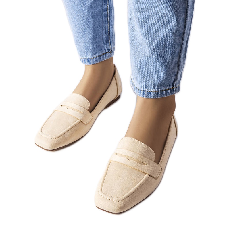 Beige eco-suede loafers from Meilleur