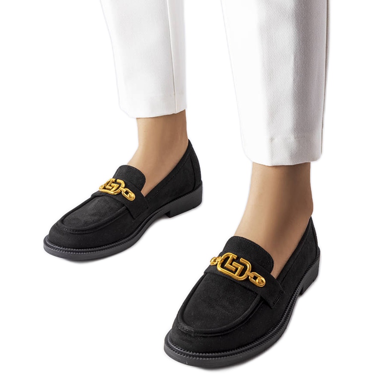 Black elegant loafers with Ouellet embellishment