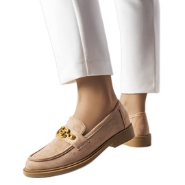 Beige elegant loafers with Ouellet embellishment