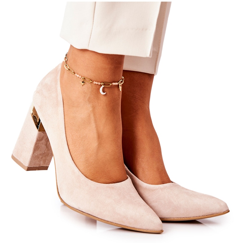 Lewski Shoes Suede Pumps Lewski 3117 Beige