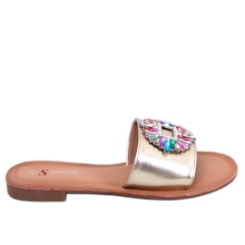 BM Lowell Gold colored stone slides golden