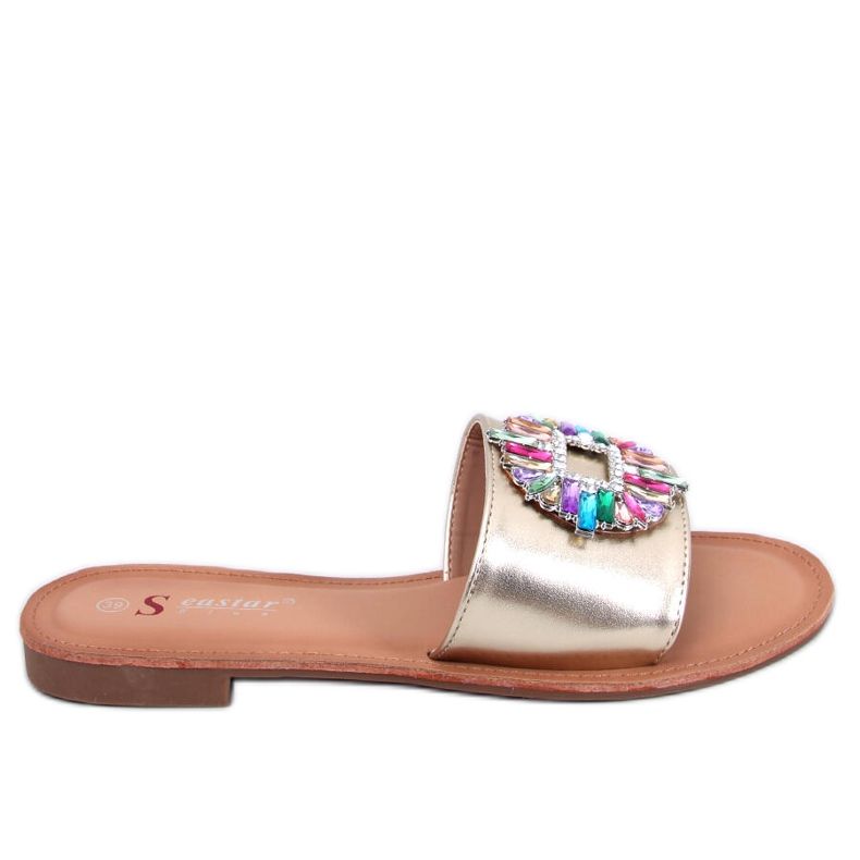 BM Lowell Gold colored stone slides golden