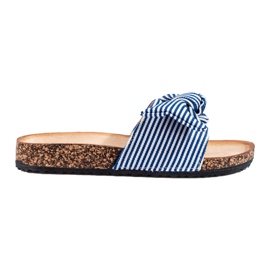 Women's striped slippers white blue Vinceza