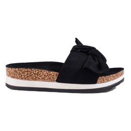 Women's suede platform slippers Vinceza black