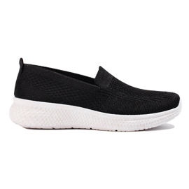 Women's black fabric slip on Shelovet thick sole