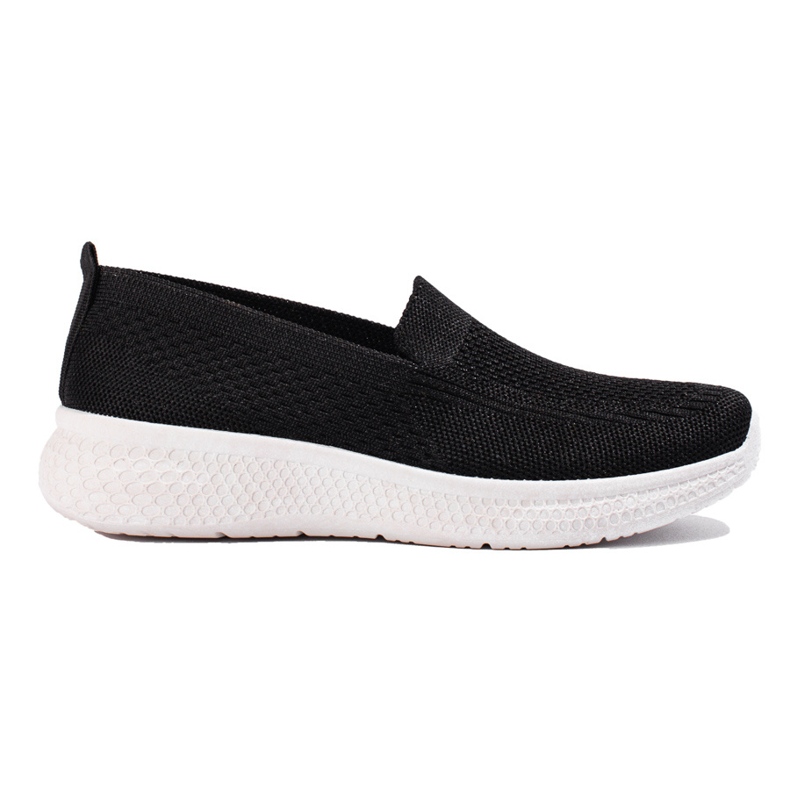 Women's black fabric slip on Shelovet thick sole