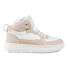 Women's high-top sneakers Shelovet beige and white