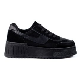 Women's suede platform boots black Shelovet Women's suede platform boots black Shelovet