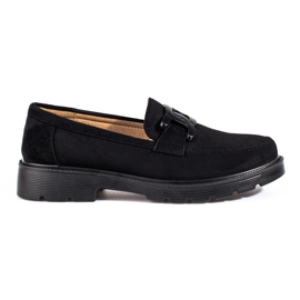 Women's black suede loafers with Shelovet chain Women's black suede loafers with Shelovet chain