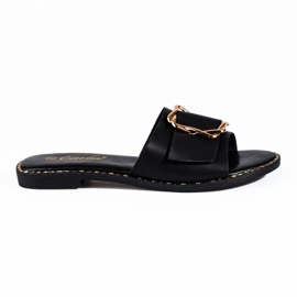 Black elegant slides with a Shelovet buckle