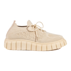 Women's beige Shelovet fabric sports shoes Women's beige Shelovet fabric sports shoes