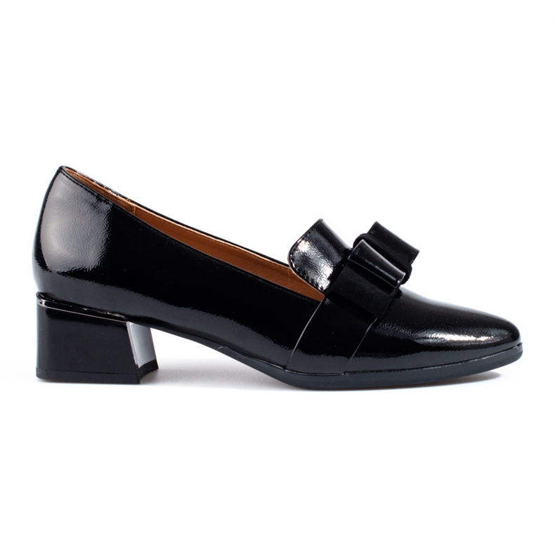 Women's lacquered high-heeled shoes with a black bow Vinceza