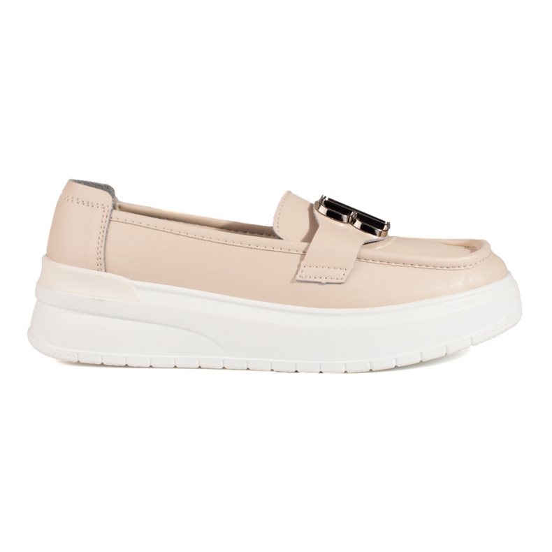 Vinceza beige platform loafers with decoration