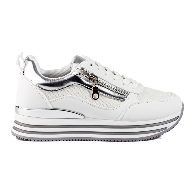 White and silver sneakers on the Shelovet platform
