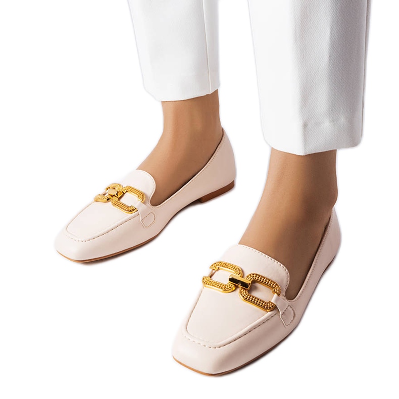 Beige moccasins with a buckle from Rousseau Beige moccasins with a buckle from Rousseau