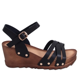 Black wedge sandals