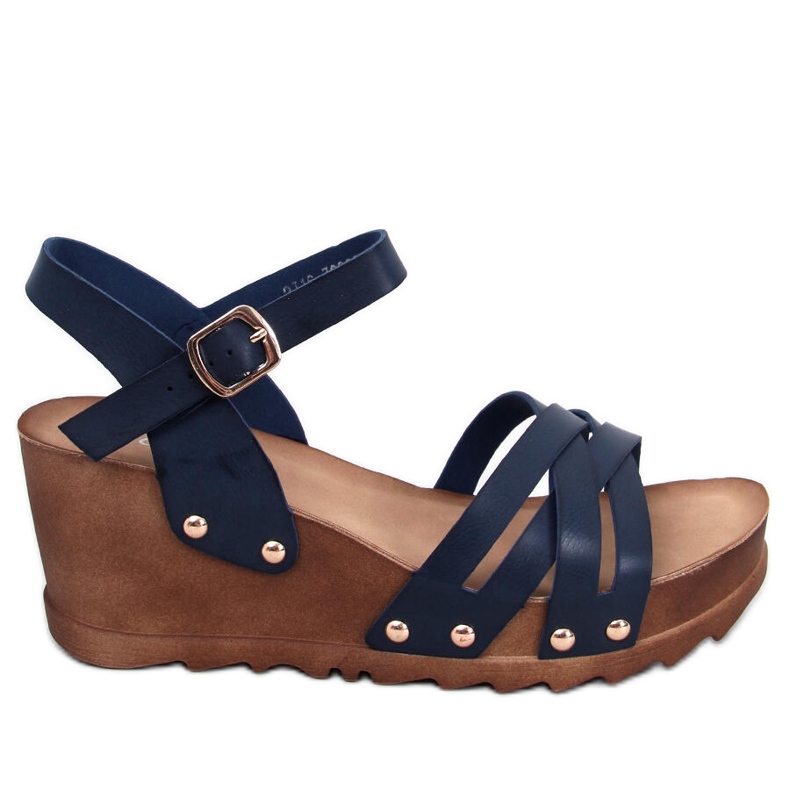 Blue wedge sandals