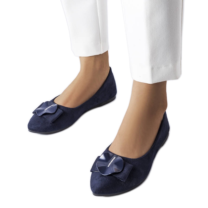 Navy blue ballerinas decorated with Rémy rhinestones
