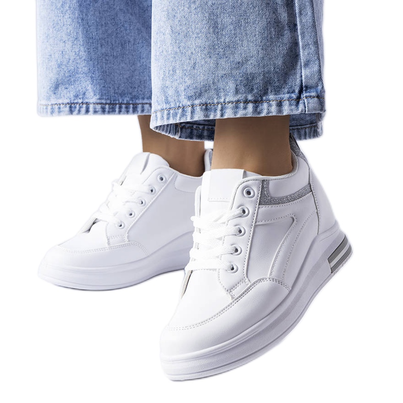 White sneakers with glitter inserts from Bonevil