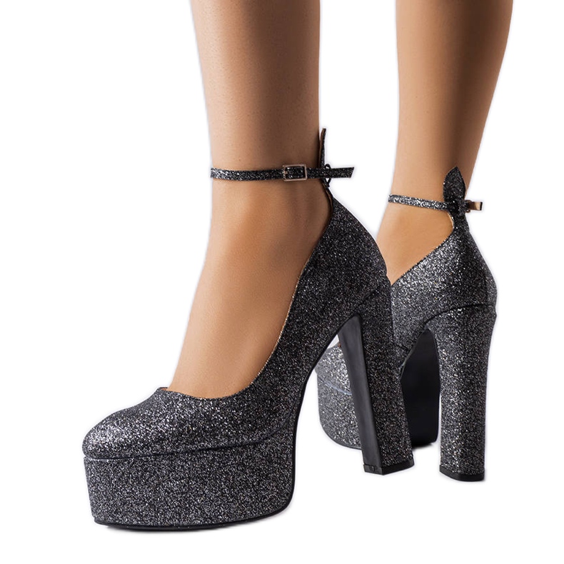 Bellamy black brocade heel pumps