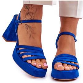 FB2 Women's Suede Platform Sandals Blue Verda