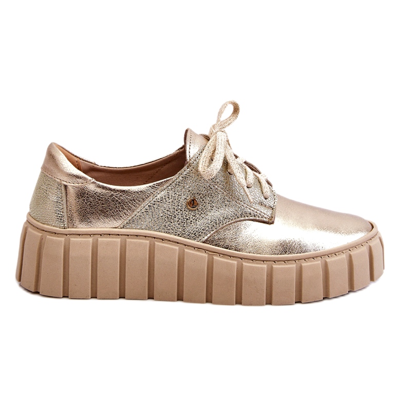 Lemar Leather Platform Shoes, Gold golden